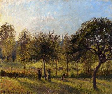 Setting Sun, Autumn in Eragny Artwork by Camille Pissarro