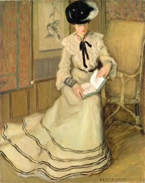 Girl Reading Artwork by Frederick Carl Frieseke