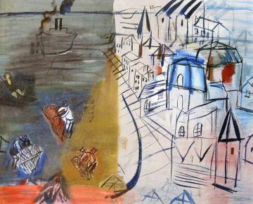 The Black Freighter at Sainte-Adresse Artwork by Raoul Dufy