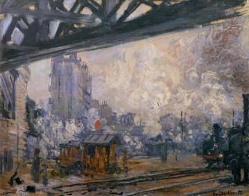 Exterior View of the Saint-Lazare Station Artwork by Claude Oscar Monet