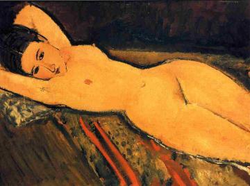 Reclining Nude, Arms Folded under Her Head Artwork by Amedeo Modigliani