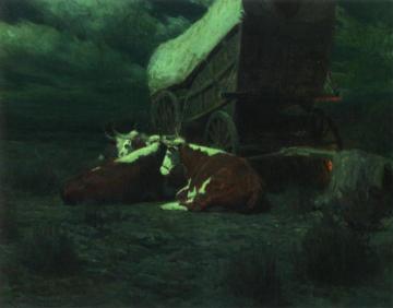 Night on the Overland Trail Artwork by Frank Tenney Johnson