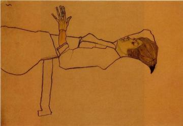 Clothed Woman, Reclining Artwork by Egon Schiele