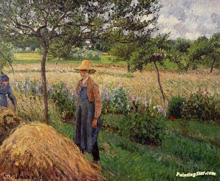 Grey Weather, Morning with Figures, Egagny Artwork by Camille Pissarro