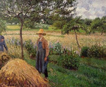 Grey Weather, Morning with Figures, Egagny Artwork by Camille Pissarro