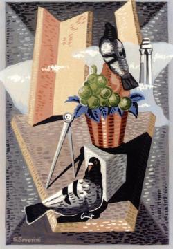 Still Life With Ruins, Fruit, Birds And Compass Artwork by Gino Severini