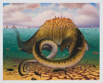Brontosaurus Civitas Artwork by Jacek Yerka