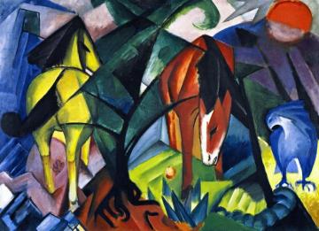 Horses and Eagle Artwork by Franz Marc