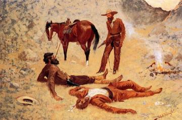 He Lay Where He Had Been Jerked, Still as a Log Artwork by Frederic Remington