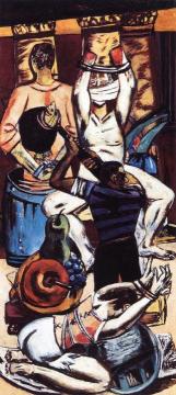 Departure (triptych - Left Panel) Artwork by Max Beckmann
