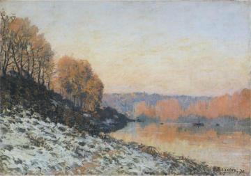 The Seine at Bougival in Winter Artwork by Alfred Sisley