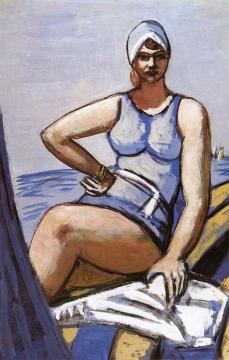 Quappi In Blue In A Boat Artwork by Max Beckmann