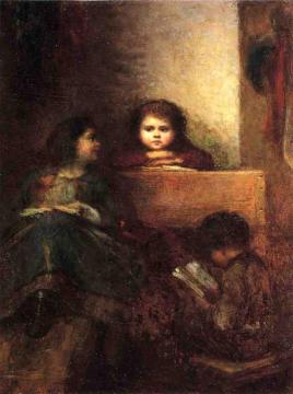 Children Reading Artwork by Eastman Johnson