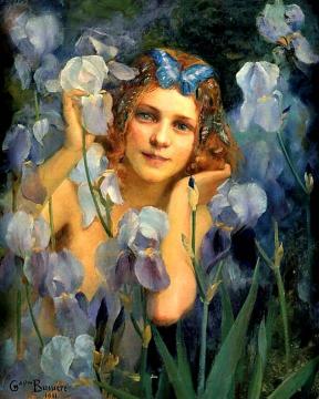 Wood Nymph Among Irises Artwork by Gaston Bussiere