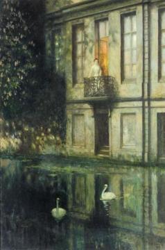 Moonlit Night Artwork by Franz Skarbina