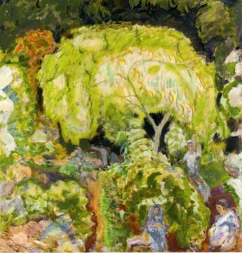 Landscape with Three Figures and Willow Artwork by Pierre Bonnard
