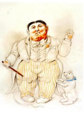 Dwarf and Dog Artwork by Fernando Botero