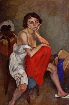 Woman Wearing White Pantaloons Artwork by Jules Pascin