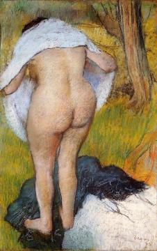 Nude Woman Pulling on Her Clothes Artwork by Edgar Degas