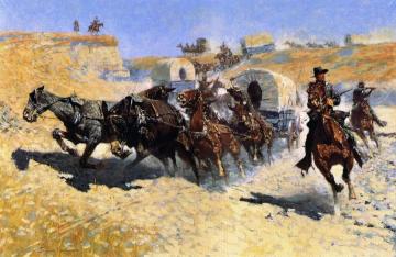 Attack On The Supply Wagons Artwork by Frederic Remington