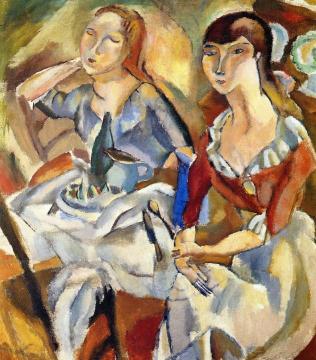 Girls at Table Artwork by Jules Pascin