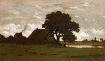 Cottages near a Pond Artwork by Théodore Rousseau