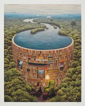 Shelves Of Books Artwork by Jacek Yerka