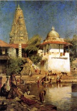 The Temples and Tank of Walkeshwar at Bombay Artwork by Edwin Lord Weeks