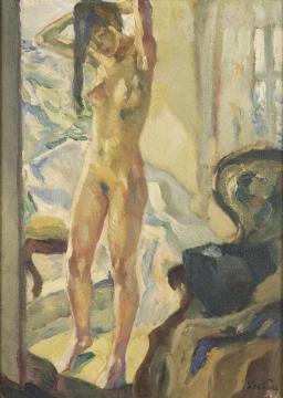 Magda In The Studio Artwork by Leo Putz