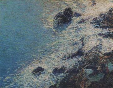 The sea and rocks Artwork by Henri Martin