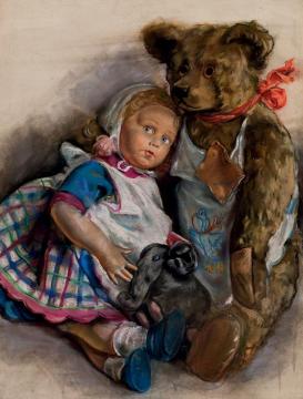 The doll, teddy bear and toy elephant Artwork by Zinaida Serebriakova