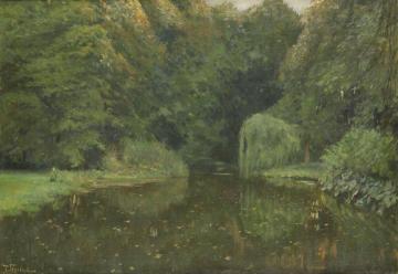 Pond in the Park Artwork by Franz Skarbina