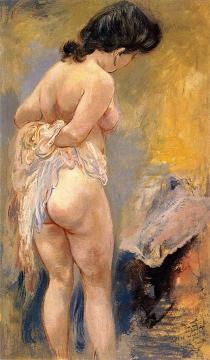 Standing Semi-Clothed Female Artwork by George Grosz