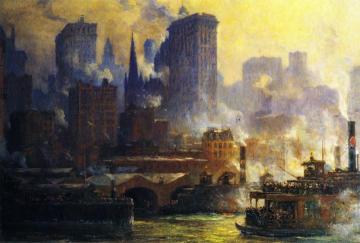 The Wall Street Ferry Slip Artwork by Colin Campbell Cooper