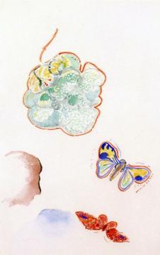 Flowers and Butterflies with Profile Artwork by Odilon Redon