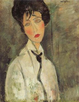 Woman with a Black Tie Artwork by Amedeo Modigliani
