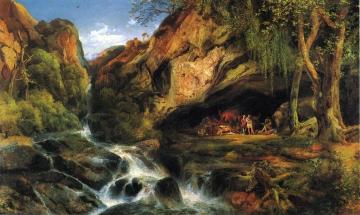 Salvator Rosa Sketching the Banditi Artwork by Thomas Moran