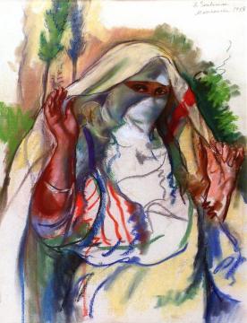 Woman with a Veil Artwork by Zinaida Serebriakova