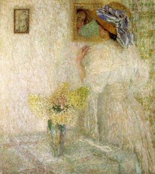 Woman At The Mirror Artwork by Leon De Smet