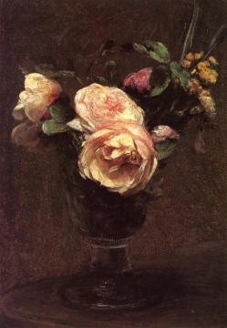 Flowers - Roses and Mimosa Artwork by Henri Fantin-Latour