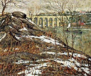 Harlem River in Winter Artwork by Ernest Lawson
