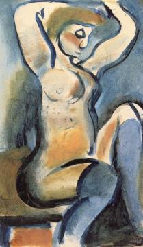 Nude in Blue Stockings Artwork by Georges Rouault