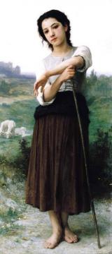 Young Shepherdess Standing Artwork by William Adolphe Bouguereau