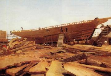 Shipbuilding at Gloucester Artwork by Winslow Homer