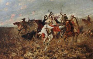Charging Arab Horsemen Artwork by Adolf Christian Schreyer