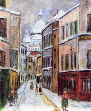 Rue Saint-rustique In The Snow Artwork by Maurice Utrillo