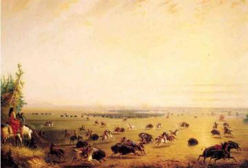 Surround of Buffalo by Indians Artwork by Alfred Jacob Miller