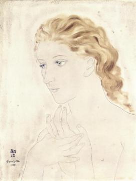 Portrait of a Woman Artwork by Tsuguharu Foujita