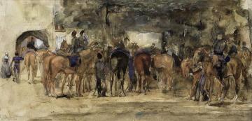 Cavalry Resting on a Square Artwork by George Heidrik Breitner