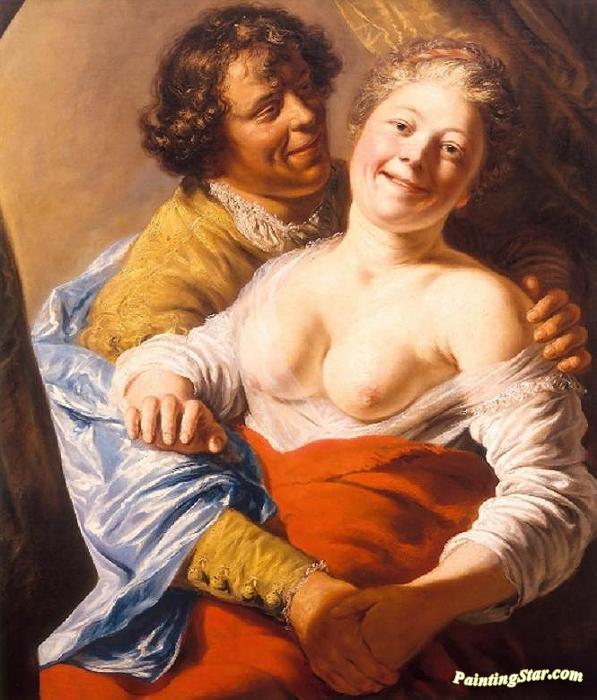 Youth Embracing a Woman Artwork by Jan Lievens